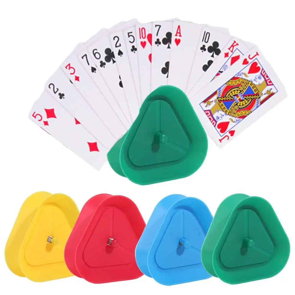 4Pcs/Set Triangle Shaped Triangular Card Holder Hands-Free Spring-loaded Lazy Person Poker Seat 4Pcs/Set Plastic
